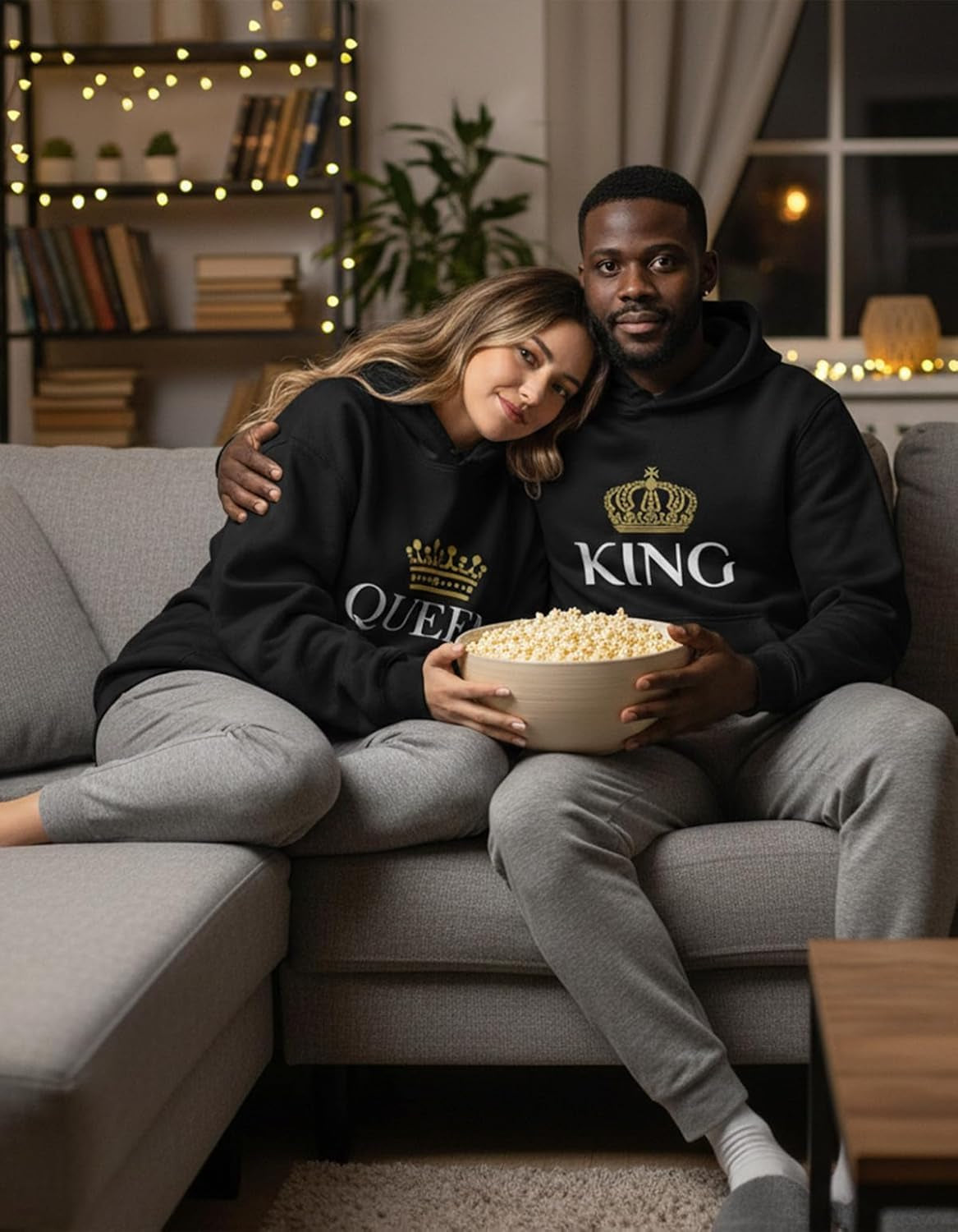 King & Queen Matching Couple Hoodie Set Valentine'S Day Gift His & Hers Women Hoodie Women Small/Men Medium,Black