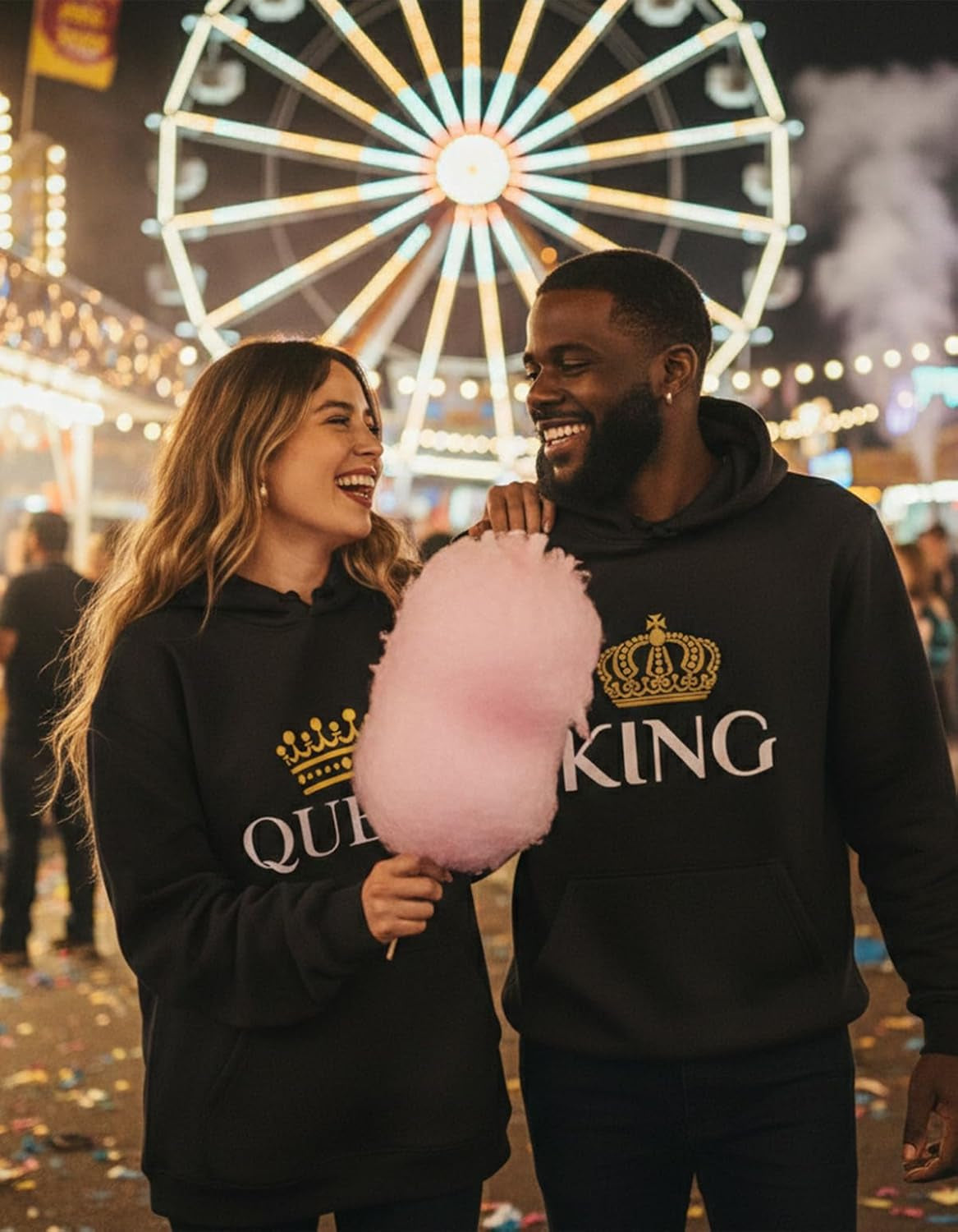 King & Queen Matching Couple Hoodie Set Valentine'S Day Gift His & Hers Women Hoodie Women Small/Men Medium,Black